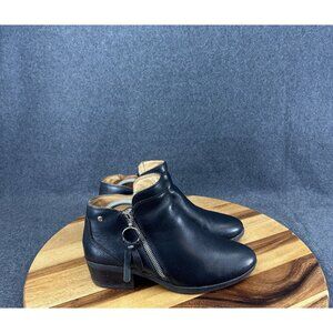 Pikolinos Boots Womens EU 37 US 7 Black Leather Zip Ankle Booties Casual Shoes